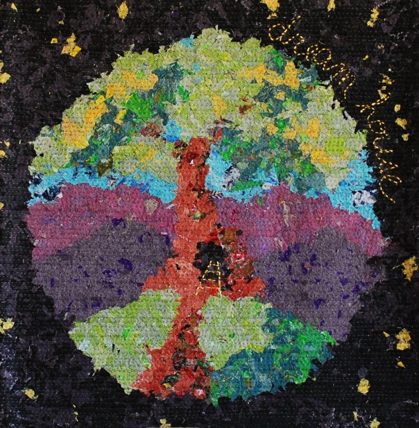 genevieve guadalupe dream house artquilt 15x15'' 2020